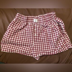 Red and White Checkered Shorts w pockets